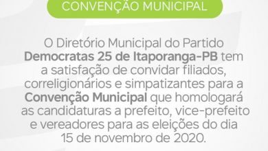 Photo of Divaldo Dantas  anuncia data da convenção do Democratas em Itaporanga