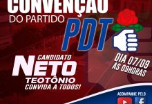 Photo of Convenção do PDT de Pedra Branca acontecerá no dia 7 de setembro