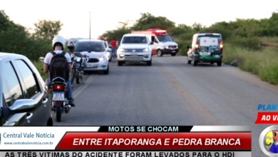 Photo of ASSISTA: Acidente envolvendo duas motos deixa três pessoas feridas entre Itaporanga e Pedra Branca