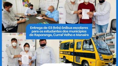 Photo of Taciano Diniz entrega ônibus escolares para os municípios de Itaporanga, Curral Velho e Manaíra.