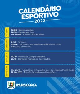 Prefeitura de Corrente divulga calendário esportivo para 2022