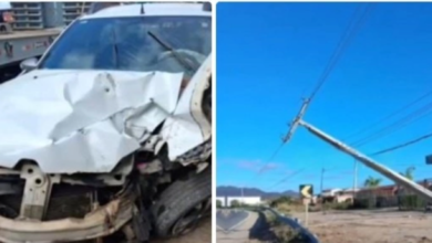 Photo of Carro colide com poste em rodovia de Itaporanga